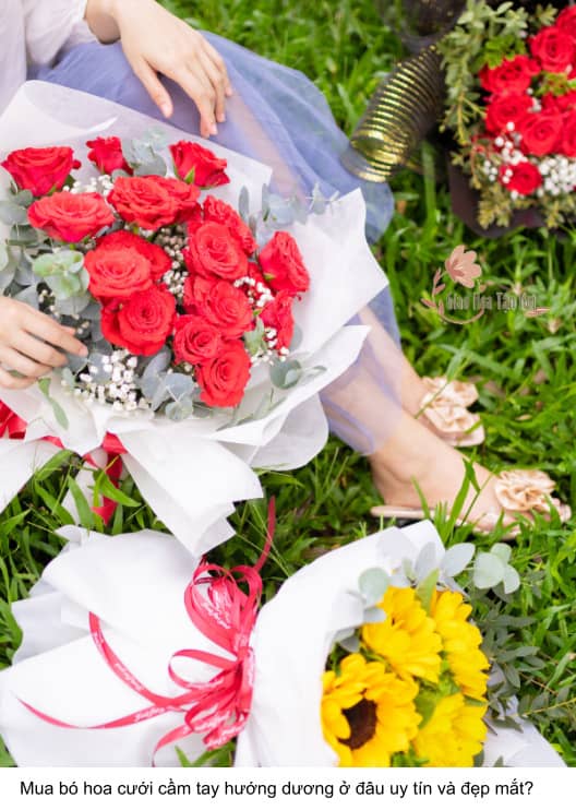 hoa cưới cầm tay hướng dương xinh đẹp